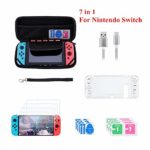 Accessories Starter Kit for Nintendo Switch with Portable Carrying Case Travel Storage Bag Crystal Clear Hard Shell Protective Cover 4 Tempered Glass Screen Protector USB Type-C Charging Cable Black