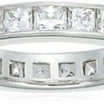 Platinum-Plated Sterling Silver Princess-Cut Swarovski Zirconia All-Around Band Ring
