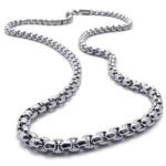 Sandra Mens Jewelry 2mm-5mm 16″-40″ Silver Stainless Steel Square Rolo Necklace Chain
