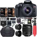 Canon EOS Rebel T6 Digital SLR Camera Kit with EF-S 18-55mm f/3.5 Lens, Two Lexar 32GB U3 Memory Cards, Lens Filters, Camera Bag, Flexi-Tripod, and Accessory Bundle