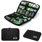 Electronics Accessories Organizer Bag,Portable Tech Gear Phone Accessories Storage Carrying Travel Case Bag, Headphone Earphone Cable Organizer Bag (M, Black)