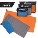 WildHorn Outfitters Microlite Travel Towel Bundle for Camping, Hiking & Backpacking. Microfiber Quick Dry Towel Set – Large, Medium & Small Sizes Included.