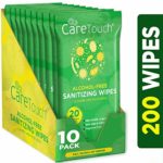 Care Touch Alcohol Free Hand Sanitizer Wipes – 10 Travel Packs of 20 Count Each – Antibacterial Moisturizing Sanitizing Wipes with Vitamin E Aloe for Baby to Adult 200 Wipes Total