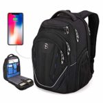 TSA Friendly, Swissdigital Water-Resistant Large Backpack, Business Laptop Backpack for Men with USB Charging Port/RFID Protection Big School Bookbag Fits 15.6 in Travel Laptop Backpack [Black] (A)