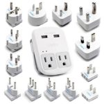 International Plug Adapter Kit, Ceptics World Safest Grounded 13 Adaptor Set Dual USB Ports – Travel Anywhere – Business Use – Perfect for Laptops, Cell Phones, Chargers – Surge Protection