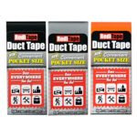 REDITAPE Travel Size Flat Fold Duct Tape | Multi-Pack Gaffer Tape: Black, Orange, Silver | 3 Pack (10932)