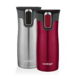 Contigo AUTOSEAL West Loop Vaccuum-Insulated Stainless Steel Travel Mug, 16  oz, Stainless Steel & Very Berry, 2-pack