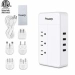 Travel Adapter Power Voltage Converter Step Down 220V to 110V 1875W with 4 Smart USB Charging for Hairdryer ETL Powerjc