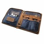 Leather Zipper Watch Case by W&S for Travel and Storage for Watches: Zipper Case Securely Hold Watches Straps, Tools, Passports, Cards and Accessories – Brown Leather, Blue Suede