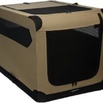 AmazonBasics Portable Folding Soft Dog Travel Crate Kennel – 24 x 24 x 36 Inches, Tan