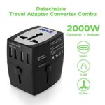 2019 Upgraded 2000W Travel Voltage Converter Step Down 220V to 110V, Travel Power Converters Adapter Combo 10A All in One UK/AU/US/EU with 4-USB Port/Type C PD Charger for Hair Dryer Steam Iron Laptop