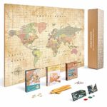 Push Pin Travel Map Kit Includes: Cork World Travel Map, World Flags, Food Stickers, for Travelers (Old School, L (17.7 x 23.6 inches))