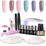 Modelones Gel Nail Polish Starter Kit, with 6W Mini UV LED Lamp, 6 Color Gels in 7ml Tiny Bottles,10ml Base Top Coat Set and Manicure Tools Set, Portable Nail Gel Kit for Travel