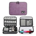 Electronics Organizer, Jelly Comb Electronic Accessories Cable Organizer Bag Waterproof Travel Cable Storage Bag for Charging Cable, Cellphone, iPad （Up to 11” and More-Large (Purple and Gray)