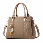 Clearance Sale! ZOMUSAR Fashion Women Leather Splice Handbag Shoulder Bag Crossbody Messenger Bag Tote Bag (Khaki)