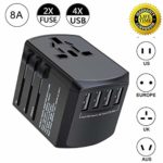 Travel Adapter, International power adapter universal travel Power Plug adapter with 4 USB ports, Worldwide European Adapter Type C Type A Type G Type I f for UK Japan China EU Europe