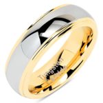 100S JEWELRY 6mm Tungsten Rings for Men Women Wedding Band Two Tones Gold Silver Engagement Size 5-13