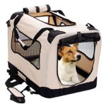2PET Foldable Dog Crate – Soft, Easy to Fold & Carry Dog Crate for Indoor & Outdoor Use – Comfy Dog Home & Dog Travel Crate – Strong Steel Frame, Washable Fabric Cover, Frontal Zipper Medium Beige