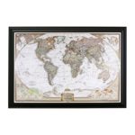 Push Pin Travel Maps Personalized Executive World with Black Frame and Pins – 27.5 inches x 39.5 inches
