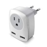 European Adapter, European Plug Adapter, International Power Adapter for Europe, Europe Travel Adapter Type C Plug Adapter with 2 USB Ports, for Germany, France, Italy, Greece, etc (White)
