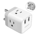 UK Ireland Hong Kong Travel Adapter Plug, TESSAN UK Power Adapter with 3 American Outlets and 2 USB Charging Ports, USA to UK British England Scotland Irish Outlet Adaptor-Safe Grounded Type G