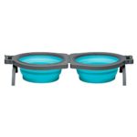 Loving Pets Bella Roma Travel Bowl Double Diner for Dogs, Medium, Blue