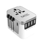 Travel Adapter, Foval International Travel Power Adapter, Universal Travel Adapter Worldwide All in One Wall Charger AC Power Plug Adapter Type-C USB US/EU/UK/AU 110V~230V(White & Silver)