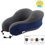 Travel Pillow Memory Foam Neck Pillow with 2 Cases,360° Support Travel Pillow for Airplanes,Cars,Office,Ergonomics M Design Adjustable Cervical Pillow Kit with Washable and Sweat Resistant Covers
