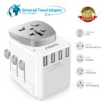 Aerb Universal Travel Adapter, 2500W High Power Adapter Worldwide All in One with 4 USB Ports Plug Adapter for US, Europe, UK, AUS