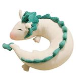 MaxFox Cute White Dragon Neck Pillow U Shaped Travel Doll Plush Toy Office Sleeping Headrest Cushion for Car Home Decor (white)