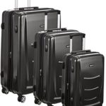AmazonBasics 3 Piece Hard Shell Luggage Spinner Suitcase Set – Slate Grey