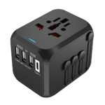 Universal Travel Adapter, Travel Power Adapter, All in One Travel Adapter with 3 USB & 1 Type-C, Europe Multifunctional Power Adapter Wall Charger for UK, EU, US, AUS, and More 170 Countries