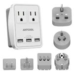 World Travel Adapter Kit, Justcool Universal Power Plug Adapter With 3-USB Ports + 2-Outlets For US, Italy, France, Germany, China, Japan, UK, Spain, Europe, Asia (Type A B G L E/F I)