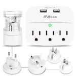 Wall Outlet Extender and Travel Adapter Kit, Universal USB Wall Charger, Non Surge Protector Cruise Power Strip with 3 Outlets 2 USB Ports 4 Power Adapters for USA, EU,UK,Asia,etc