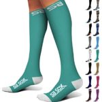 SB SOX Compression Socks (20-30mmHg) for Men & Women – Best Stockings for Running, Medical, Athletic, Edema, Diabetic, Varicose Veins, Travel, Pregnancy, Shin Splints (Green/White, Large)