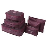 Hot Sale!DEESEE(TM)6pcs Travel Set Clothes Laundry Secret Storage Bag Packing Luggage Organizer Bag (Browm)