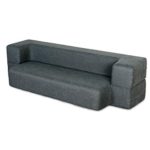 MAXDIVANI 10 Inch Portable Travel Sofa Bed Washable Cover Tri-Folding Memory Foam Mattress (Queen, Dark Gray)