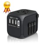 Universal Travel Adapter, HAOZI All-in-one International Power Adapter with 2.4A USB, European Adapter Travel Power Adapter Wall Charger for UK, EU, AU, Asia Covers 150+Countries (2019 Black-TYPC)