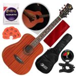 Luna Safari Muse Mahogany 3/4-Size Travel Acoustic Guitar with Gigbag, Clip-On Tuner, and Bundle