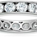 Platinum-Plated Sterling Silver Swarovski Zirconia Channel Set All-Around Band Ring