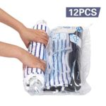 Hibag 12 Travel Compression Bags, 12-Pack Roll-Up Space Saver Storage Bags for Travel, Suitcase Size (12-Travel)