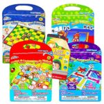 Magnetic Travel Games for Kids Toddlers Set — 4 Magnetic Games for Travel in Car or Airplane with Over 2000 Stickers (Road Trips Series)
