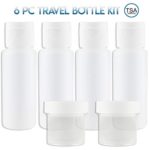 Lingito Travel Bottles Set (4 Pcs) With Cosmetic Containers (1 oz) – Portable 100% Leak Proof Refillable Toiletry Containers – Squeezable Tubes for Shampoo, Conditioner & Lotion