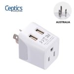 Australia, New Zealand, China Travel Adapter Plug by Ceptics, Dual USB Input – Ultra Compact – USA to Type I – Perfect for Cell Phones, Chargers, Cameras, Tablets, and more (CTU-16)