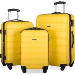 Merax Expandable Luggage Set with TSA Locks, 3 Piece Spinner Suitcase Set (yellow)