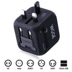 Travel Adapter,WGGE Multi-Nation Travel Adapter, All-in-one International Power Adapter with 2.4A Dual USB,Worldwide Power Adapter Wall Charger for US,UK,EU,AU,Asia Cover More than150 Countries