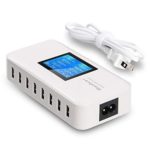 Multiple USB Charger, 60W/12A 8-Port Desktop Charger Charging Station Multi Port Travel Fast Wall Charger Hub LCD Smart Phones, Tablet More (White)