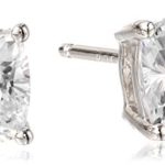 Platinum Plated Sterling Silver Cushion Cut Cubic Zirconia Stud Earrings