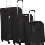 AmazonBasics 3 Piece Softside Carry-On Spinner Luggage Suitcase Set – Black