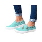 Dressin Womens Canvas Shoes Fashion Flat Sports Running Shoes Summer Zipper Beach Shoes Casual Travel Shoes Blue